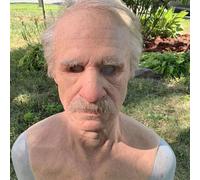 Masque de vieil - Masque en latex 260 g - Barbe et cheveux blancs - Accessoire de costume complet - Masque de cosplay pour fête d'Halloween - Mascarade - Théâtre de scène - Spectacle - Festival