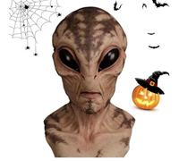 Masque de visage extraterrestre réaliste - masque de squelette de crâne détaillé, couverture complète Visage réaliste | Hommes effrayants d'équipement de déguisement d'Halloween, casier monstre espace