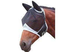 Masque de vol pour chevaux, mini masque de mouche de cheval avec oreilles, protection UV réglable, anti-moustiques (noir, L)
