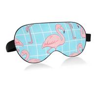 Masque de voyage essentiel pour dormir avec bande élastique réglable occultant, motif flamant rose, bleu, à carreaux