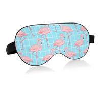 Masque de voyage essentiel pour dormir avec bande élastique réglable - Occultant - Soins de la peau - Motif flamant rose et bleu à carreaux