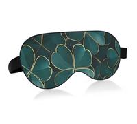 Masque de voyage essentiel pour les yeux avec bande élastique réglable, occultant, réutilisable, vert et doré, trèfle St Patrick jour nuit sommeil