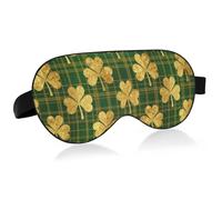 Masque de voyage essentiel pour les yeux avec bande élastique réglable occultant trèfle à quatre feuilles doré pour la Saint-Patrick