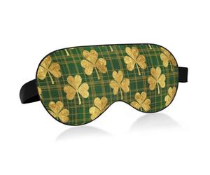 Masque de voyage essentiel pour les yeux avec bande élastique réglable occultant trèfle à quatre feuilles doré pour la Saint-Patrick
