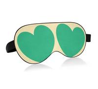 Masque de voyage minimaliste avec motif cœurs vert et jaune avec bande élastique réglable, masque occultant confortable pour les yeux pour dormir à l'hôtel