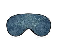 Masque de voyage occultant en dentelle florale bleue pour dormir en avion avec sangle réglable pour homme et femme
