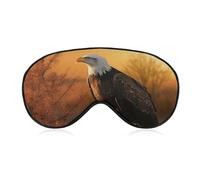 Masque de voyage occultant pour les yeux avec sangle réglable pour homme et femme Motif aigle chauve coucher de soleil doré