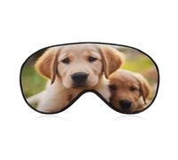 Masque de voyage occultant pour les yeux en forme de chiot Golden Retriever avec sangle réglable pour homme et femme