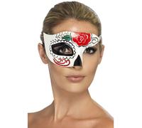 Masque Demi-Oeil Crâne Sucre Jour Des Morts Accessoire De Costume Pour Femmes