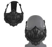 Masque Demi-Visage Style Chauve-Souris, Maille Métallique Respirante avec Sangles Élastiques Réglables et Rembourrage EVA pour Airsoft, Paintball et Cosplay(Black)