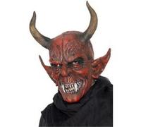 Masque Demon Avec Cornes Rouge En Latex - Rouge - Taille Unique rouge G