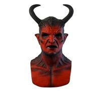 Masque démon d'Halloween - Masque horreur - En latex - Cornes rouges effrayantes - Masque de diable et cou - Masque de démon effrayant - Creepy - Halloween - Pour adultes et enfants