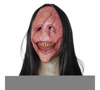 Masque Démoniaque Effrayant | Couvre-Chef Fantôme Effrayant - Cagoule Respiratoire Festive à Longs Cheveux et Dents pour Costume Halloween Film d'Horreur Maison Hantée Scène