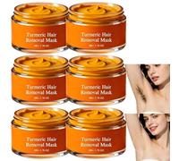Masque dépilatoire au curcuma, épilation du visage (lèvre supérieure), masque anti-duvet, crème dépilatoire indolore, nettoyante et hydratante (6 pcs)