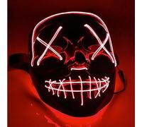 Masque d'épouvante lumineux LED rouge - contrôlable comme dans Purge, pour Halloween, Mardi Gras & Carnaval comme costume pour hommes & femmes