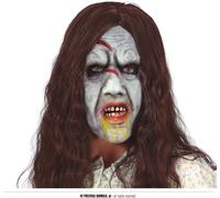 Masque d'Halloween avec des cheveux effrayants pour des performances terrifiantes et des fêtes effrayantes dans un design effrayant, couleur : brun
