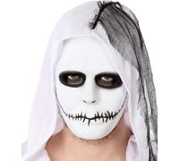 Masque d'Halloween bouche cousue blanc-noir