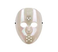 Masque d'Halloween de hockey blanc opale - Environ 20 x 24 cm, réutilisable, masque effrayant pour adulte, accessoire de costume d'horreur, masque de hockey, déguisement de fête de carnaval, costume
