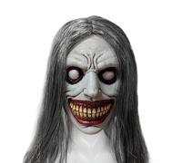 Masque d'Halloween Horreur Effrayant, Masque de Démons Souriants, Masque de Souriant Démon Latex, Masques en Latex avec Cheveux, Masques D'horreur pour la fête d'Halloween, Accessoires de Cosplay