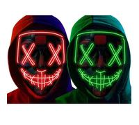 Masque d'Halloween LED Light Lumière - BIENCOME - Rouge et Vert - Modes: Lumière fixe Flash lent Flash rapide