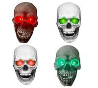 Masque D'Halloween, Masque De Crâne Complet Avec Mâchoire Mobile, Masque Facial De Cagoule D'Halloween De Mort Fantôme De Crâne De Squelette Lumineux à LED, 58-62cm(Crâne blanc-lumière rouge)