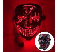 Masque d'Halloween, masque lumineux LED, masque d'horreur d'Halloween, costume de Cosplay d'Halloween, mascarade, cadeau de carnaval (rouge)