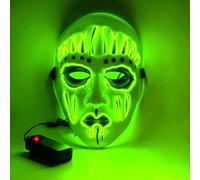 Masque d'Halloween, masque lumineux LED, masque d'horreur d'Halloween, costume de Cosplay d'Halloween, mascarade, cadeau de carnaval (Vert fluorescent)