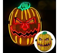 Masque d'Halloween, masque lumineux LED, masque d'horreur d'Halloween, costume de Cosplay d'Halloween, mascarade, cadeau de carnaval (H)