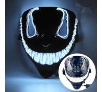 Masque d'Halloween, masque lumineux LED, masque d'horreur d'Halloween, costume de Cosplay d'Halloween, mascarade, cadeau de carnaval (blanc)