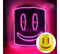 Masque d'Halloween, masque lumineux LED, masque d'horreur d'Halloween, costume de Cosplay d'Halloween, mascarade, cadeau de carnaval (rose)