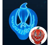 Masque d'Halloween, masque lumineux LED, masque d'horreur d'Halloween, costume de Cosplay d'Halloween, mascarade, cadeau de carnaval (Bleu glace)