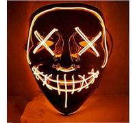 Masque d'Halloween, masque lumineux LED, masque d'horreur d'Halloween, costume de Cosplay d'Halloween, mascarade, cadeau de carnaval (Orange)