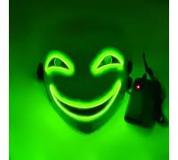 Masque d'Halloween, masque lumineux LED, masque d'horreur d'Halloween, costume de Cosplay d'Halloween, mascarade, cadeau de carnaval (Vert fluorescent)