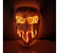 Masque d'Halloween, masque lumineux LED, masque d'horreur d'Halloween, costume de Cosplay d'Halloween, mascarade, cadeau de carnaval (Orange)