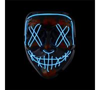 Masque d'Halloween Purge LED bleu - Masque de costume contrôlable pour Halloween, carnaval et carnaval comme costume et habillement pour homme et femme