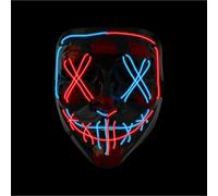 Masque d'Halloween Purge LED rouge et bleu - Masque de costume contrôlable pour Halloween, carnaval et carnaval comme costume et habillement pour homme et femme