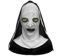 Masque d'horreur d'Halloween The Nonne Masken Masque complet en latex avec foulard La Nonne Déguisement Masques pour Halloween-Kostüm Cosplay Party Horreur H-alloween Nécessaire pour adulte