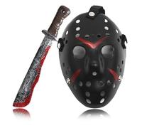 Masque d'horreur pour adultes, masque de hockey jason voorheen masque de hockey, massacre pour l'emporter alex terrible masque pour halloween carnaval mascarade fête cadeaux pour adultes (Noir)