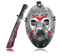 Masque d'horreur pour adultes, masque de hockey jason voorheen masque de hockey, massacre pour l'emporter alex terrible masque pour halloween carnaval mascarade fête cadeaux pour adultes (Argent)