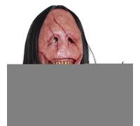 Masque Diabolique Effrayant,Couvre-Chef Fantôme Effrayant - Déguisement Halloween Épouvantable avec Cheveux Longs et Dents pour Cosplay Maisons Hantées Scène Film d'Horreur Adultes Spectacles