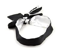 Masque d'œil de sommeil long de 59 pouces, bracelet d'écharpe en soie multifonctionnel à deux côtés, cadeaux de bracelet intime quotidien pour couples-Q (noir-blanc)