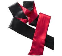 Masque d'œil de sommeil long de 59 pouces, bracelet d'écharpe en soie multifonctionnel à deux côtés, cadeaux de bracelet intime quotidien pour couples-Q (noir-rouge)