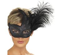 Masque D'Œil Pour Bal Masqué, Fête, Prom Avec Plumes Colombina Neuf Par Smiffys