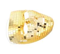 Masque Disco Scintillant Or pour Cosplay et Scène Célébration Halloween | Verre et Écume, Couverture Intégrale du Visage, Effet Miroir Brillant, pour Fêtes Nocturnes, Costumes et Carnaval