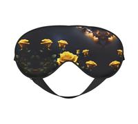 Masque doux pour les yeux avec de belles roses jaunes, imprimé sur toute la surface, 96 % polyester, 4 % élasthanne