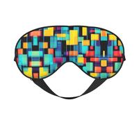 Masque doux pour les yeux avec diagramme de géométrie carrée, imprimé sur toute la surface, 96 % polyester, 4 % élasthanne
