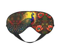 Masque doux pour les yeux avec fleurs de paon, imprimé sur toute la surface, 96 % polyester, 4 % élasthanne