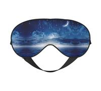 Masque doux pour les yeux avec impression étoile tombante et lune, couverture douce double face pour le sommeil, les voyages, le yoga, sangle réglable, bloque la lumière
