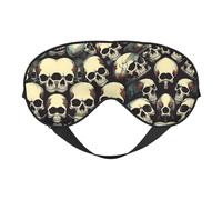Masque doux pour les yeux avec impression squelette crâne, couverture douce double face pour le sommeil, les voyages, le yoga, sangle réglable, bloque la lumière