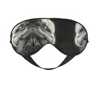 Masque doux pour les yeux avec imprimé aigle noir et blanc - ombre de nuit élastique - Bandeau résistant à la lumière pour avion, yoga, voyage, couverture complète des yeux